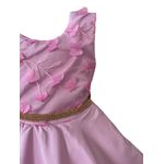 Vestido Infantil Rosa Curto Elegante Com Aplique Flores + Tiara 