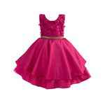 Vestido Infantil Pink Curto Elegante Com Aplique Flores + Tiara 