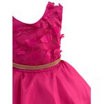 Vestido Infantil Pink Curto Elegante Com Aplique Flores + Tiara 