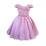 Vestido Juvenil Menina Rosa Bebe Festa Casamento Cinto pérola Saia Lisa