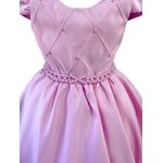 Vestido Juvenil Menina Rosa Bebe Festa Casamento Cinto pérola Saia Lisa