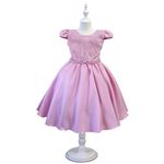 Vestido Juvenil Menina Rosa Bebe Festa Casamento Cinto pérola Saia Lisa