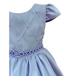 Vestido Juvenil Menina Azul Bebe Festa Casamento Cinto pérola Saia Lisa 