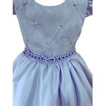 Vestido Juvenil Menina Azul Bebe Festa Casamento Cinto pérola Saia Lisa 
