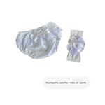 Kit Vestido De Batizado Branco Aniversário Faixa E Calcinha