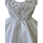 Kit Vestido De Batizado Branco Aniversário Faixa E Calcinha