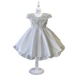 Kit Vestido De Batizado Branco Aniversário Faixa E Calcinha