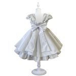 Kit Vestido De Batizado Branco Aniversário Faixa E Calcinha