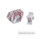Kit Vestido De Batizado Rosa Aniversário Faixa E Calcinha 
