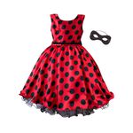 Vestido Infantil Curto Fantasia Ladybug Máscara Temática