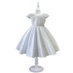 Vestido Infantil Rendado Curto Flores Na Saia + Tiara Flor