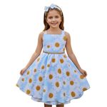 Vestido De Festa Juvenil Azul Margaridas Curto Aniversário 