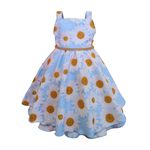 Vestido De Festa Juvenil Azul Margaridas Curto Aniversário 