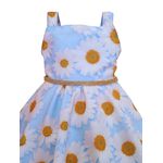 Vestido De Festa Juvenil Azul Margaridas Curto Aniversário 