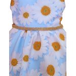 Vestido De Festa Juvenil Azul Margaridas Curto Aniversário 