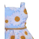 Vestido De Festa Juvenil Azul Margaridas Curto Aniversário 