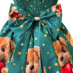 Vestido Juvenil Infantil Verde de Urso Menina Estampa Natal