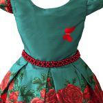 Vestido Juvenil Infantil Vermelho Menina Estampa Natal Urso E Flores