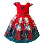 Vestido Juvenil Infantil Vermelho de Urso Menina Estampa Natal 