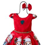 Vestido Juvenil Infantil Vermelho de Urso Menina Estampa Natal 