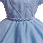 Vestido Infantil Princesa Azul Bebe Pérola Festa Luxo Saia De Brilho 
