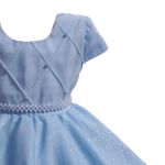 Vestido Infantil Princesa Azul Bebe Pérola Festa Luxo Saia De Brilho 