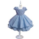 Vestido Infantil Princesa Azul Bebe Pérola Festa Luxo Saia De Brilho 