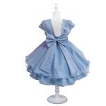 Vestido Infantil Princesa Azul Bebe Pérola Festa Luxo Saia De Brilho 