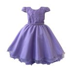 Vestido Infantil Princesa Lilás Pérola Festa Luxo Saia De Brilho 