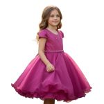 Vestido Infantil Princesa Pink Pérola Festa Luxo Saia De Brilho