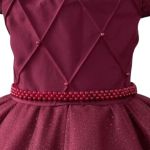 Vestido Infantil Princesa Bordô Pérola Festa Luxo Saia De Brilho 