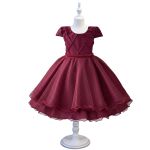 Vestido Infantil Princesa Bordô Pérola Festa Luxo Saia De Brilho 