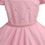 Vestido Infantil Princesa Rosa Pérola Festa Luxo Saia De Brilho 