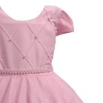 Vestido Infantil Princesa Rosa Pérola Festa Luxo Saia De Brilho 