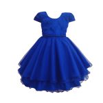 Vestido Infantil Princesa Azul Pérola Festa Luxo Saia De Brilho 