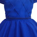 Vestido Infantil Princesa Azul Pérola Festa Luxo Saia De Brilho 