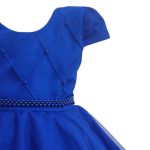 Vestido Infantil Princesa Azul Pérola Festa Luxo Saia De Brilho 