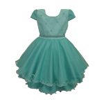 Vestido Infantil Princesa Verde Pérola Festa Luxo Saia De Brilho 