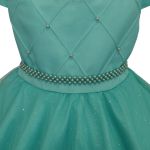 Vestido Infantil Princesa Verde Pérola Festa Luxo Saia De Brilho 