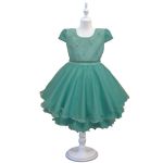 Vestido Infantil Princesa Verde Pérola Festa Luxo Saia De Brilho 