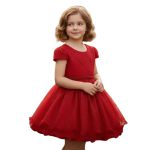 Vestido Infantil Princesa Vermelho Pérola Festa Luxo Saia De Brilho 