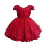 Vestido Infantil Princesa Vermelho Pérola Festa Luxo Saia De Brilho 