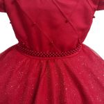 Vestido Infantil Princesa Vermelho Pérola Festa Luxo Saia De Brilho 