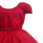 Vestido Infantil Princesa Vermelho Pérola Festa Luxo Saia De Brilho 