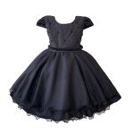 Vestido Infantil Princesa Preto Pérola Festa Luxo Saia De Brilho 