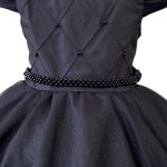 Vestido Infantil Princesa Preto Pérola Festa Luxo Saia De Brilho 