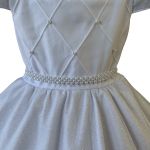 Vestido Infantil Princesa Branco Pérola Festa Luxo Saia De Brilho 