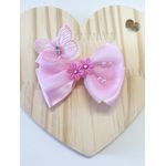 Presilha Laço Infantil Rosa Jardim Encantado Borboletas
