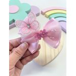Presilha Laço Infantil Rosa Jardim Encantado Borboletas