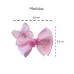 Presilha Laço Infantil Rosa Jardim Encantado Borboletas